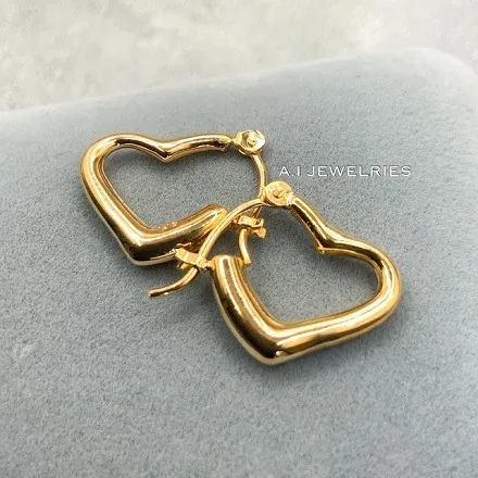 K18 15mm open heart pierce / 18金 18K 15ミリ オープン ハート ピアス 品番 ke-s33e13