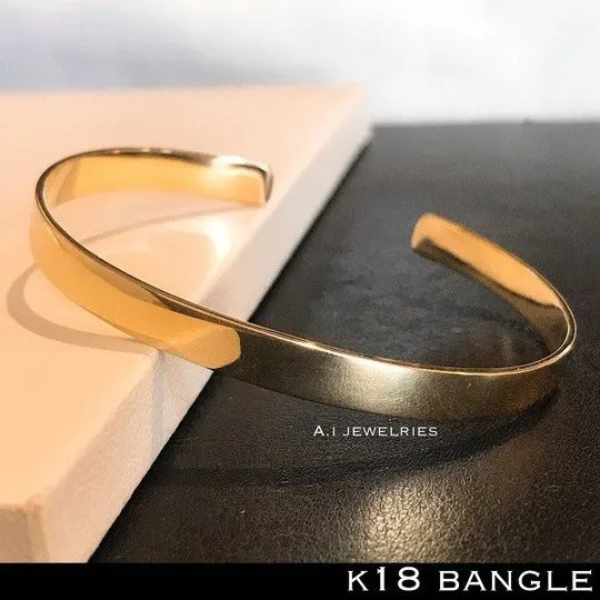 バングル 18金 男女兼用 k18 約5mm 強幅 バングル bangle / k18 bangle 品番 kb-5mmbangle