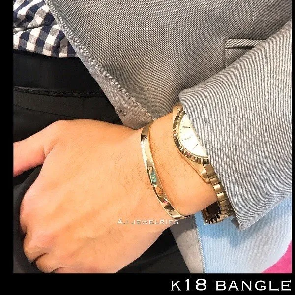 バングル 18金 男女兼用 k18 約5mm 強幅 バングル bangle / k18 bangle 品番 kb-5mmbangle