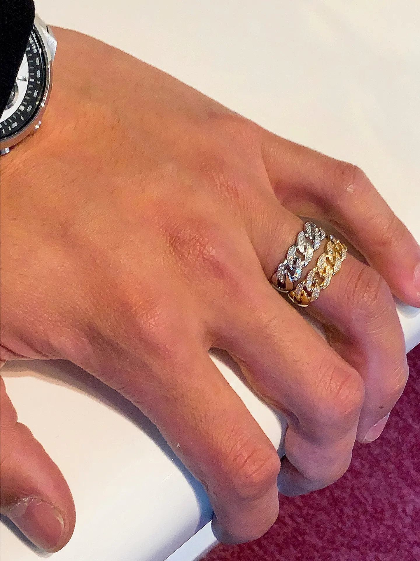 ✨K18 × PT900 ダイヤモンドチェーンリング💍✨