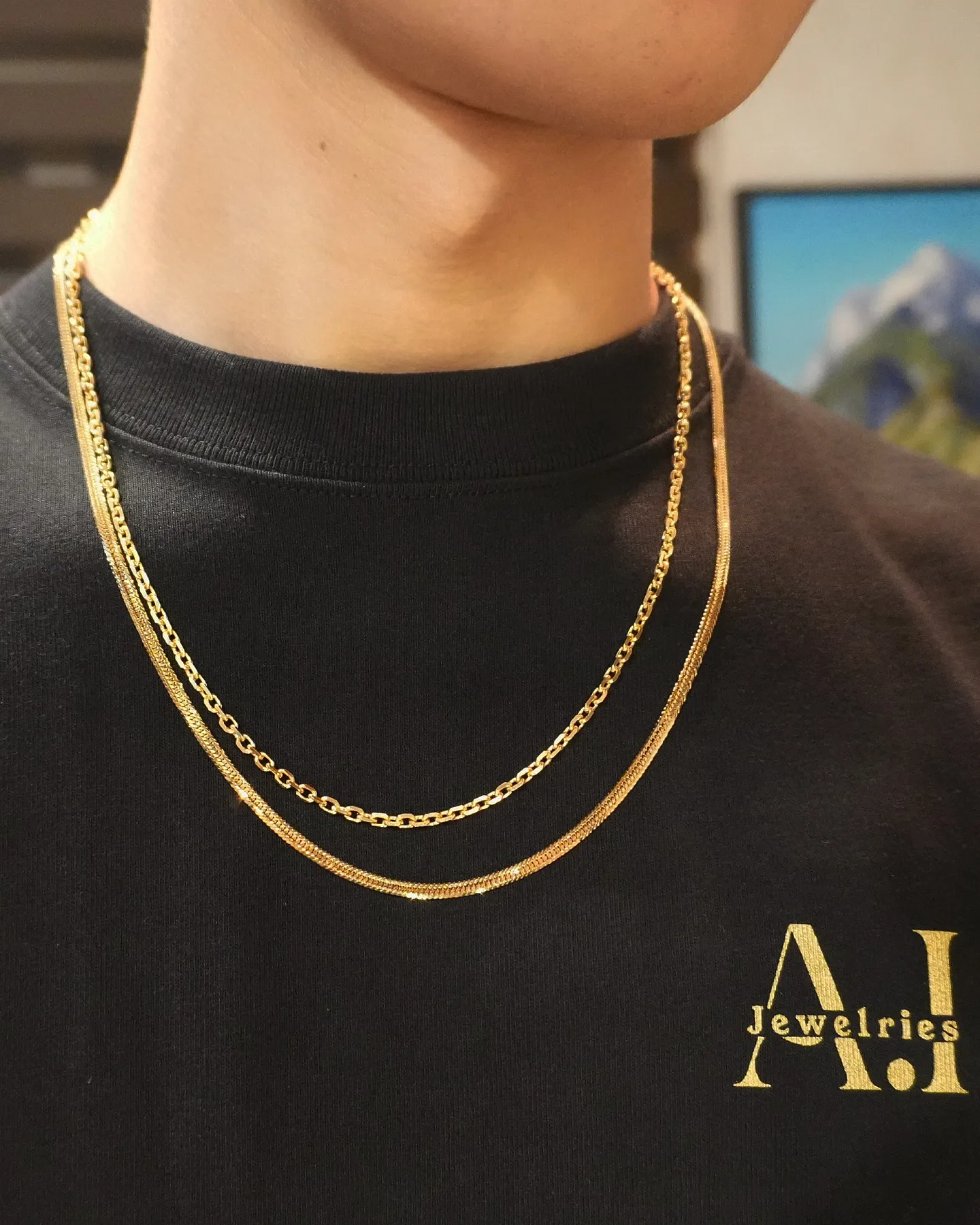 ✨K18 ネックレスレイヤードセット✨🔥